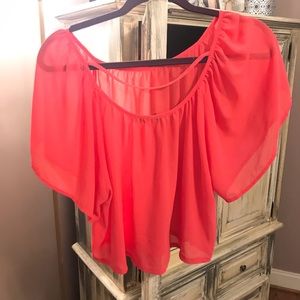 Hot pink sheer crop top